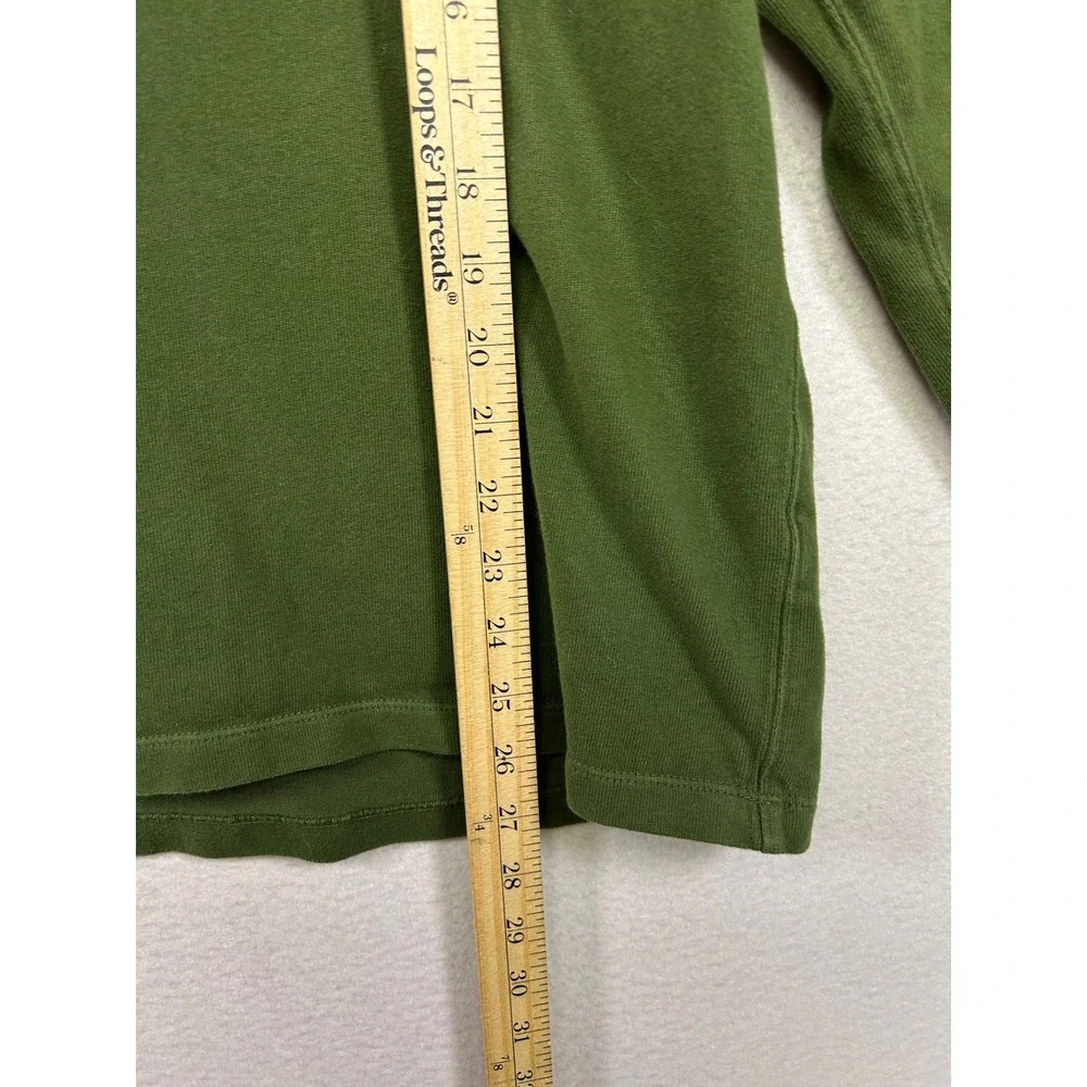 Preppy Gorpcore J.Crew Mercantile Mens LG Olive Green Quarter Zip Pullover H1340